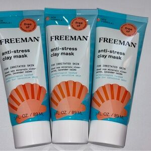 3 X Freeman Anti-Stress Clay Mask for Irritated Skin 3 Fl Oz Each NEW